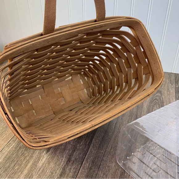 Vintage Longaberger Wall Hanging Tall Key Basket 9.5" Leather Strap & Liner - Picture 9 of 12